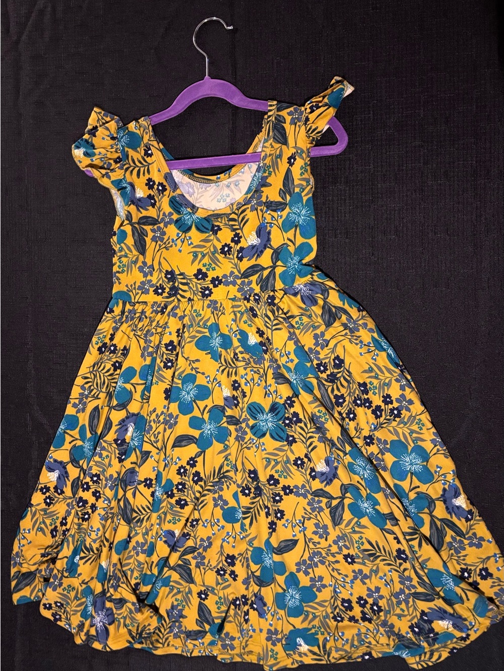 Dot Dot Smile Yellow Dress with Blue Floral Print